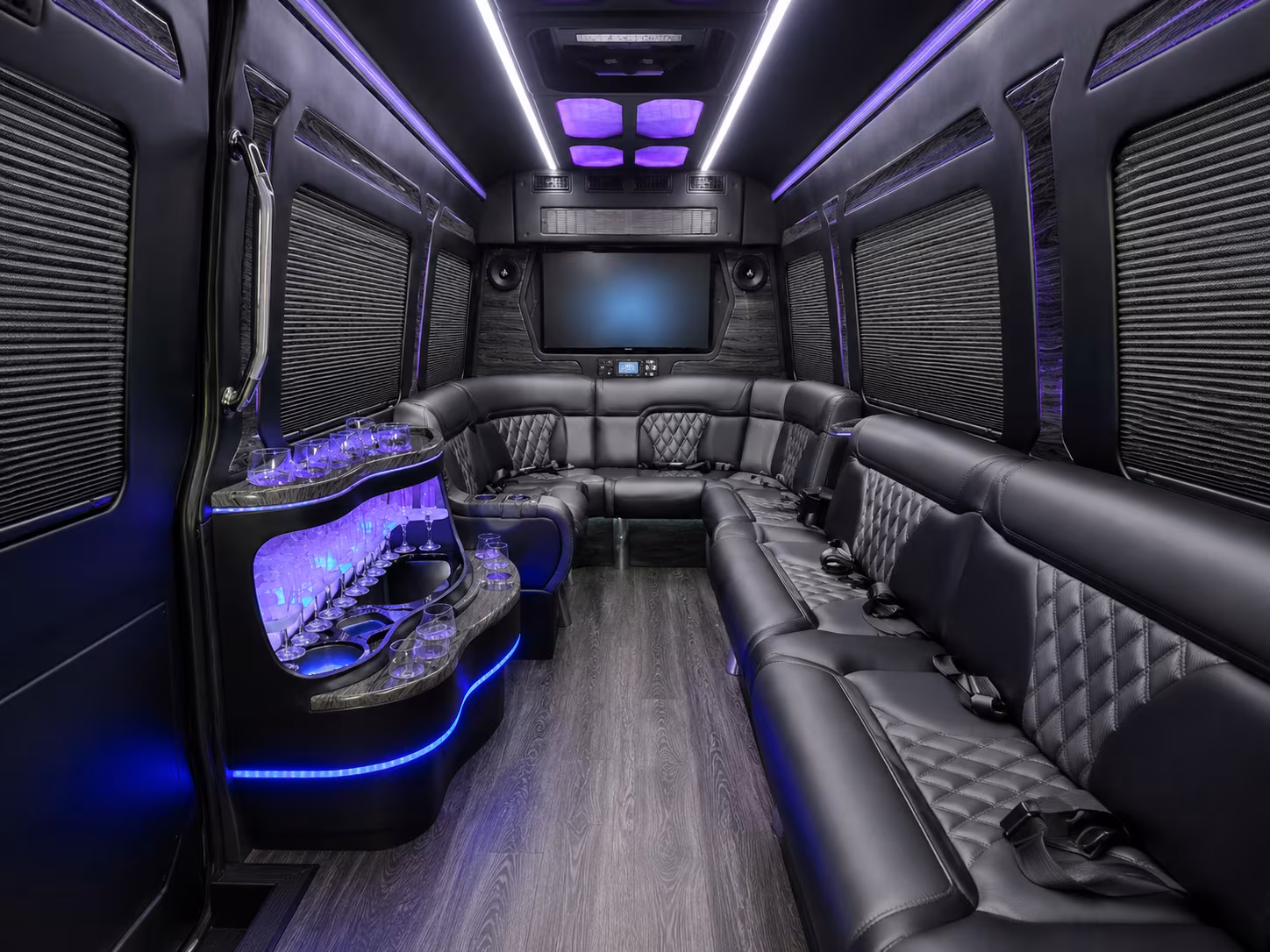 macon 50 passenger party bus inside